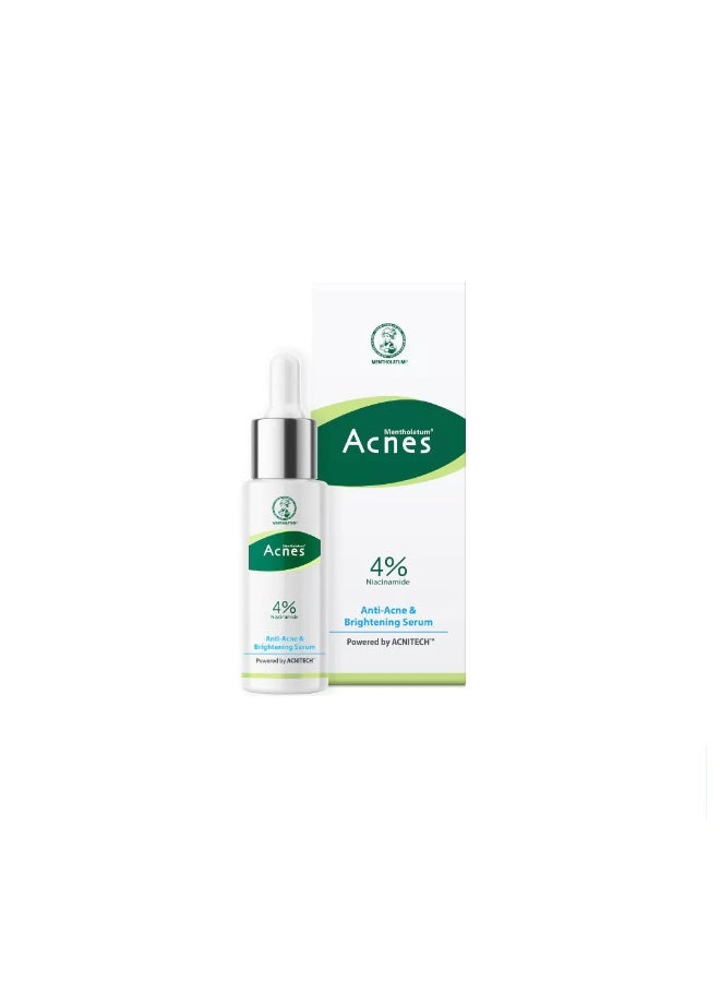 Mentholatum Acnes Anti-Acne & Brightening Serum 30ml for Acne-Prone Skin, 4% Niacinamide Serum for Acne Marks, Uneven Skin Tone & Dull Skin, Lightweight Fast-Absorbing Facial Serum - Image 1
