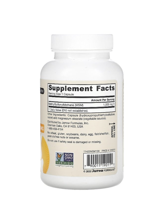 jarrow formulas Jarrow Formulas, MSM, 1,000 mg, 100 Veggie Capsules  - Image 2