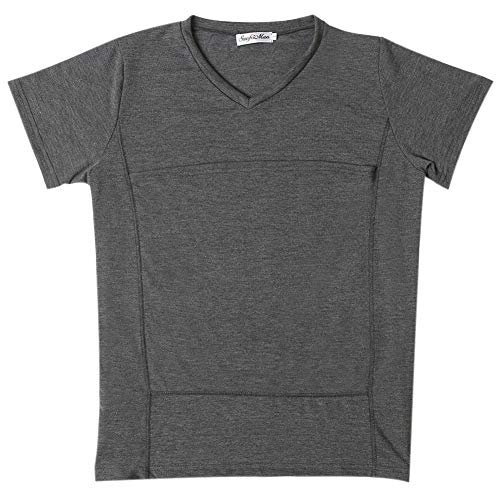 amropi Men's Baby Carrier Soothe V Neck Short Sleeve Kangaroo T Shirt (Grey,5XL) - Image 3