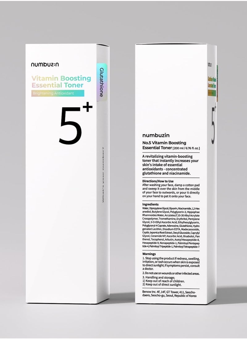 numbuzin Numbuzin No. 5+ Vitamin Boosting Essential Toner 200ml  - Image 4