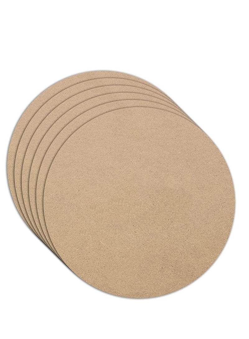 ماكس سيف لوح MDF شكل دائري (عبوة من 6 قطع) (سمك 6 مم)، (30 سم / 12 بوصة)، مصنوع من الخشب، للاستخدام في الفن والرسم وغيرها. - Image 1