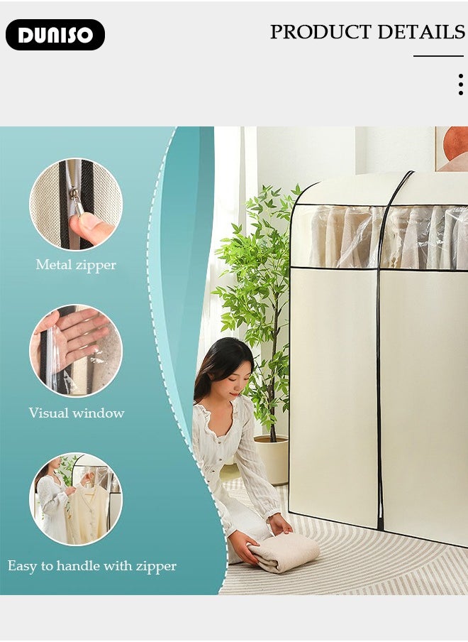 DUNISO Hanging Garment Bag, Large Closet Clothing Protector, Dust-proof Wardrobe Garment Storage Bag, Coat Covers for Closet with Zipper and Clear Window for Suits, Shirts, Jackets, Long Dress  - Image 2