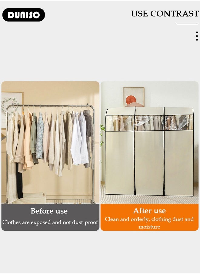 DUNISO Hanging Garment Bag, Large Closet Clothing Protector, Dust-proof Wardrobe Garment Storage Bag, Coat Covers for Closet with Zipper and Clear Window for Suits, Shirts, Jackets, Long Dress  - Image 3