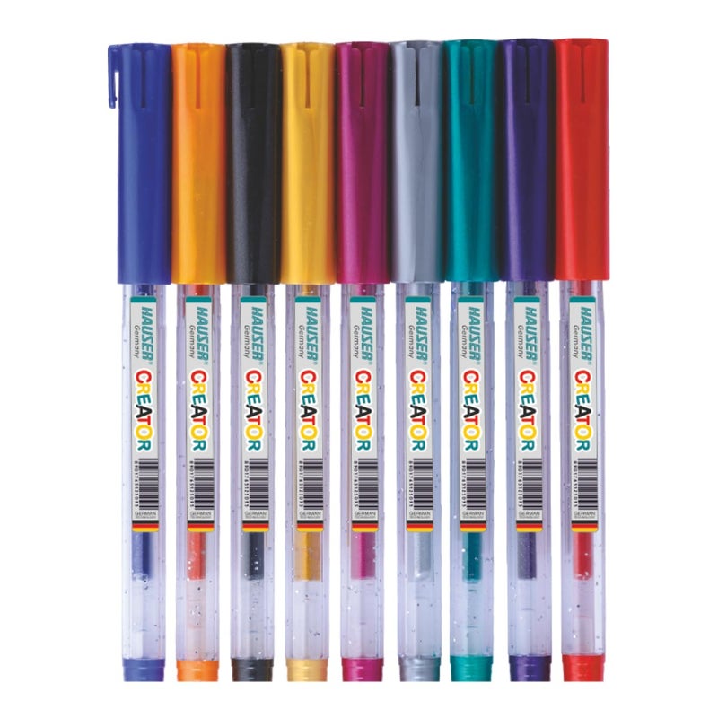 Hauser Germany Creator Glitter Gel Pen|Comfortable Grip For Smooth Writing|Extra Sparkles & Non-Toxic|Ideal For Tatto Making,Heena Drawing,Cards Coloring|10 Vibrant Colours,Pack Of 1-Multicolor - Image 3