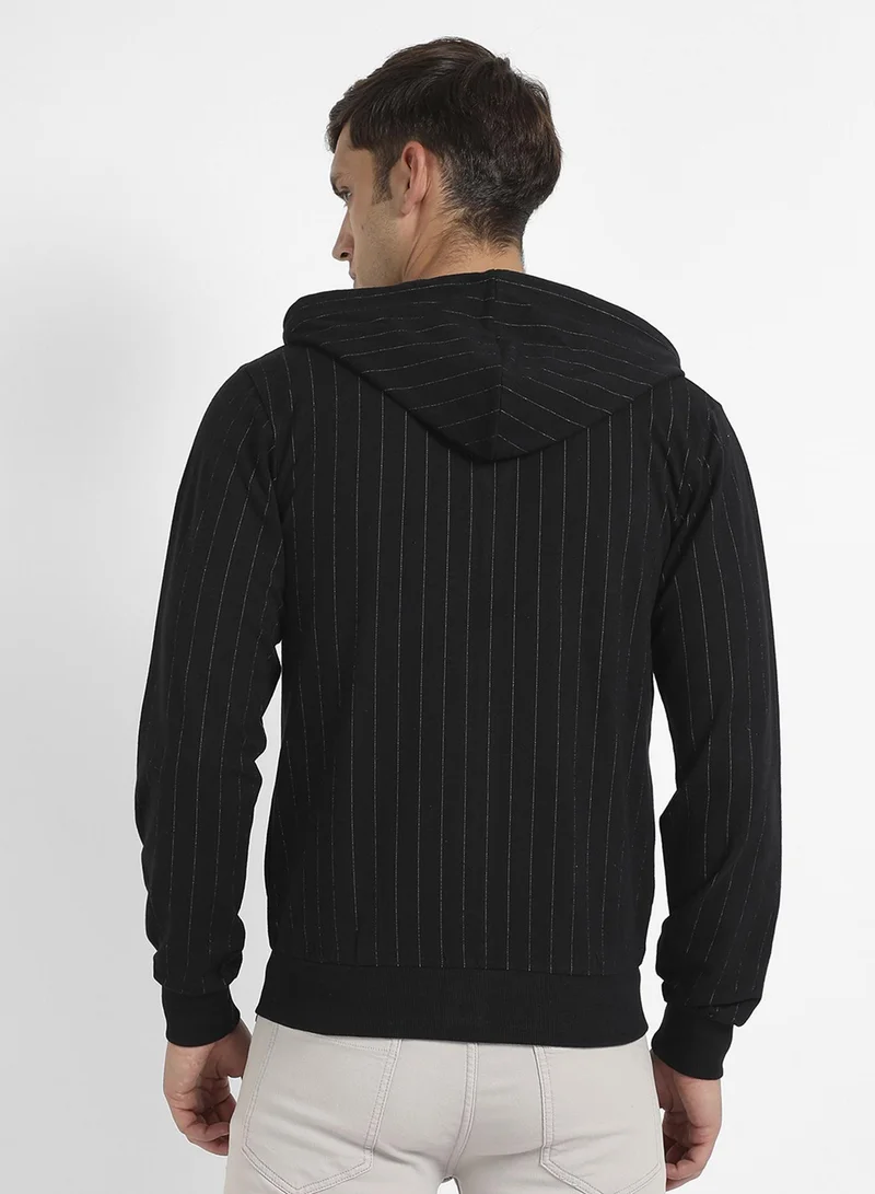 CAHOOT  Men's Black Zip-Front Hoodie With Ribbed Hem for Men | Best Price UAE