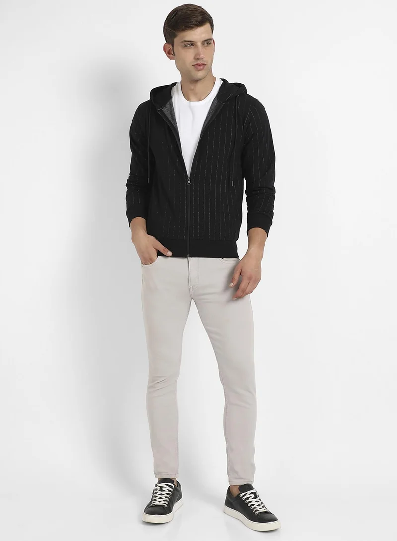 CAHOOT  Men's Black Zip-Front Hoodie With Ribbed Hem for Men | Best Price UAE