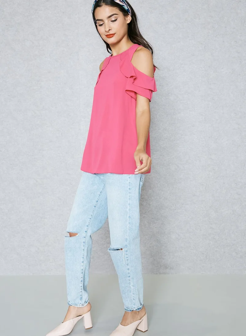 DOROTHY PERKINS Ruffled T-Shirt