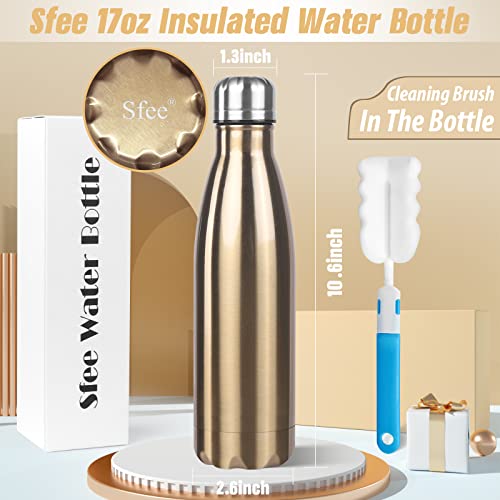 Sfee Insulated Water Bottle, 17 oz Stainless Steel Water Bottles, Double Wall Vacuum Reusable Water Bottles Leak Proof BPA-FREE Sports Bottle Cup Keep Hot&Cold for Running Gym Workout Cycling Kids - Image 2
