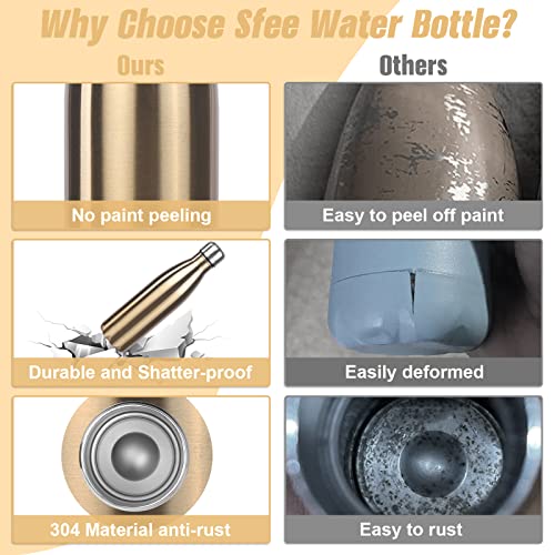 Sfee Insulated Water Bottle, 17 oz Stainless Steel Water Bottles, Double Wall Vacuum Reusable Water Bottles Leak Proof BPA-FREE Sports Bottle Cup Keep Hot&Cold for Running Gym Workout Cycling Kids - Image 5