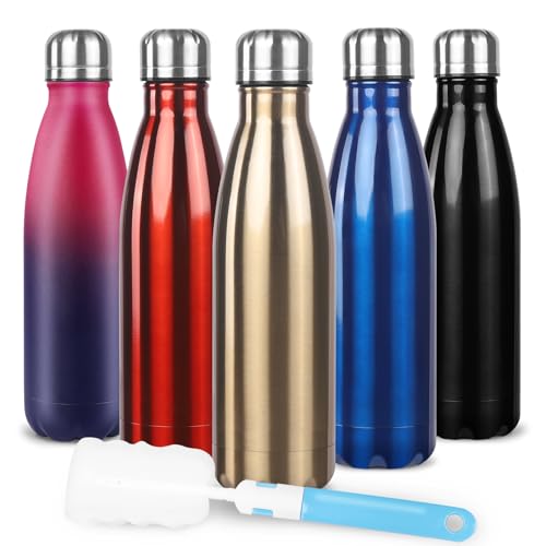 Sfee Insulated Water Bottle, 17 oz Stainless Steel Water Bottles, Double Wall Vacuum Reusable Water Bottles Leak Proof BPA-FREE Sports Bottle Cup Keep Hot&Cold for Running Gym Workout Cycling Kids - Image 1