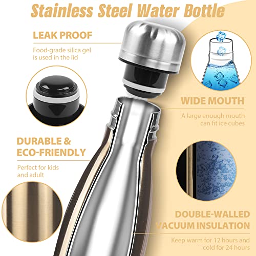 Sfee Insulated Water Bottle, 17 oz Stainless Steel Water Bottles, Double Wall Vacuum Reusable Water Bottles Leak Proof BPA-FREE Sports Bottle Cup Keep Hot&Cold for Running Gym Workout Cycling Kids - Image 3