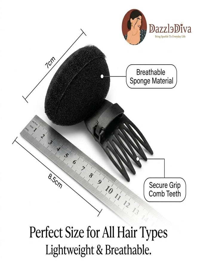 DazzleDiva 2-Pack Hair Volume Bump Up Comb - Instant Puff Hair Base Sponge Pad - Invisible Breathable Hair Volumizing Insert for Puff Hairstyles & Elegant Updos - Secure Grip Clip-on Hair Accessory 2Pcs - Image 2