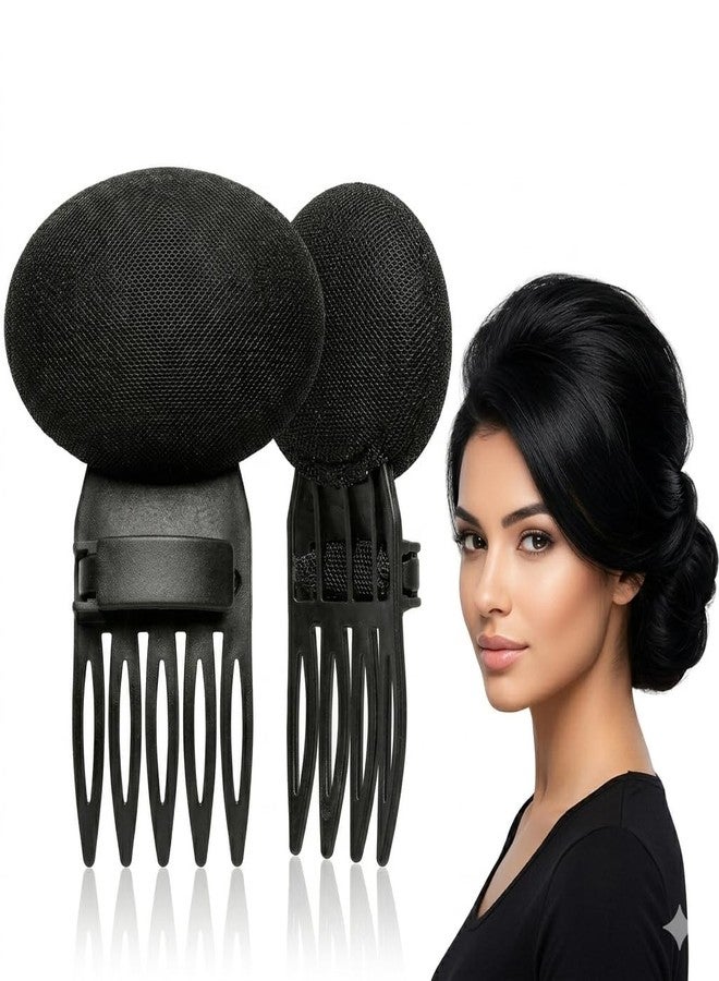 DazzleDiva 2-Pack Hair Volume Bump Up Comb - Instant Puff Hair Base Sponge Pad - Invisible Breathable Hair Volumizing Insert for Puff Hairstyles & Elegant Updos - Secure Grip Clip-on Hair Accessory 2Pcs - Image 1