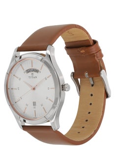 TITAN Titan On Trend White Dial Analog with Day and Date Leather Strap watch for Men  - Image 2