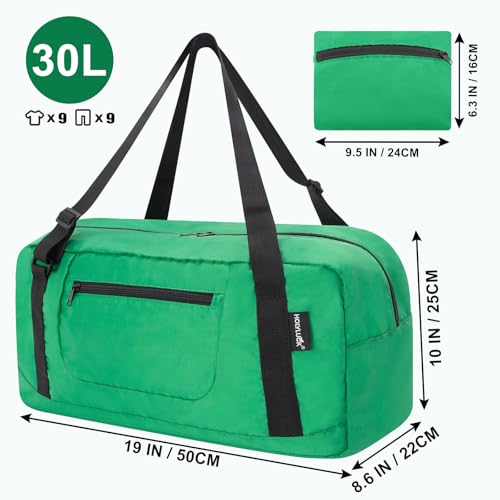 HOLYLUCK Foldable Travel Duffel Bag For Women Men Luggage Great for Gym Kelly green - Image 3