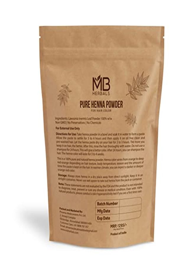 MB Herbals 100% Natural & Pure Henna Powder 227 Gram | 8 Oz / 0.5 Lb | For Natural Orange-Red Hair Color | Triple Sifted | Raw | Non-Radiated |100% Pure Rajasthan Henna From Marwar Region - Image 2