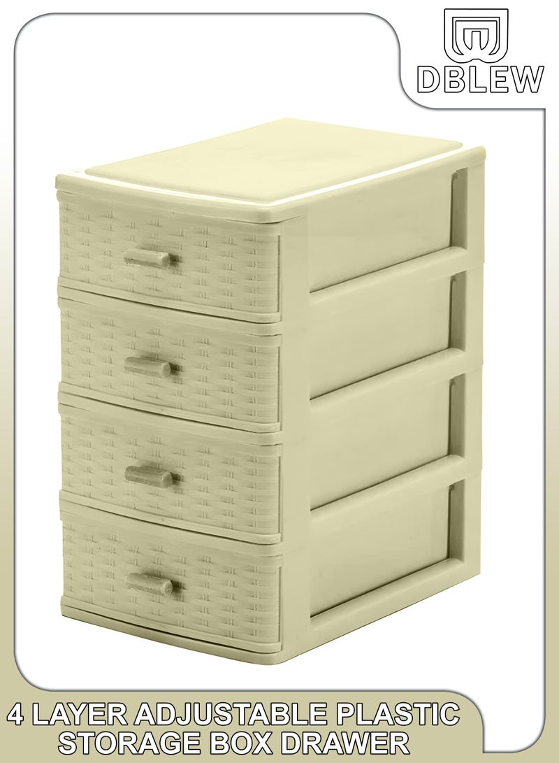 DBLEW Plastic 4 Layers Small Storage Drawers Compartments Box Container Large Capacity Cosmetic Storage Case For Vanity Bathroom Side Table Countertop Organizer - Image 1