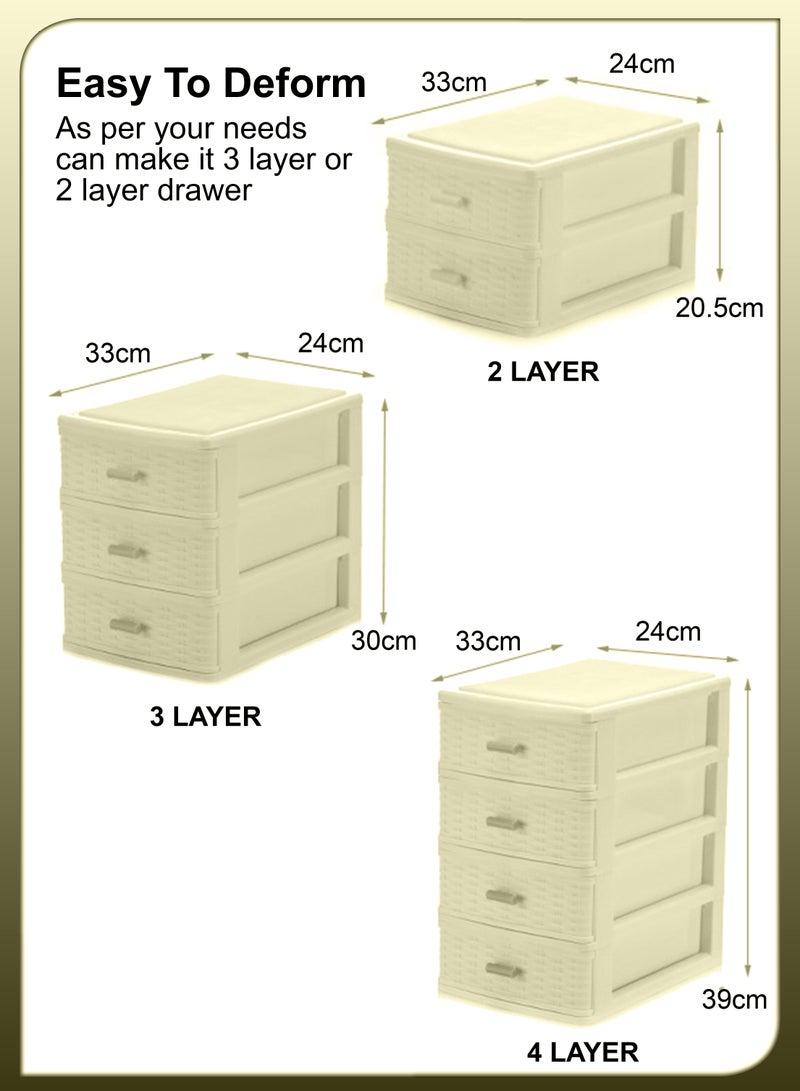 DBLEW Plastic 4 Layers Small Storage Drawers Compartments Box Container Large Capacity Cosmetic Storage Case For Vanity Bathroom Side Table Countertop Organizer - Image 2