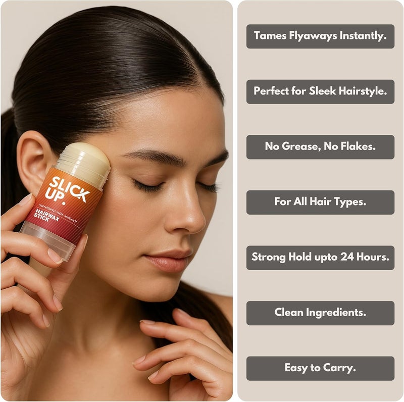 SLICKUP Hair Wax Stick for Women | Tames Flyaways, Baby Hairs | Sleek Styling Wax Stick for Frizz-Free, Slick Back Hairstyles | Non-Greasy Hair Stick- 30g - Image 3