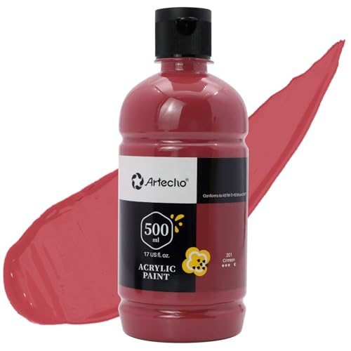 Artecho Crimson Acrylic Paint Large Bottle 500ml / 17oz, Craft Paint for Canvas, Rocks, Wood, Fabric, Ceramic - Image 3