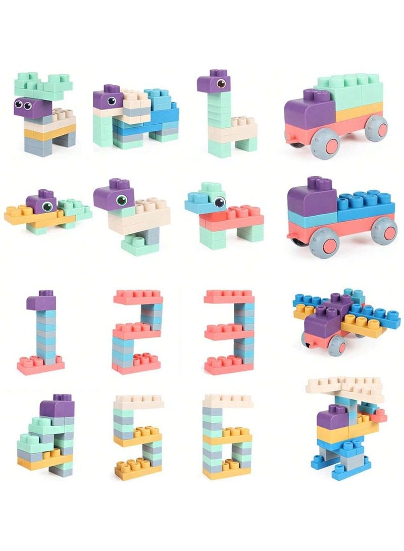 unikbebe Soft Rubber Building Blocks Set for Toddlers, 50Pcs Montessori STEM Stacking Toys, Silicone Teether Construction Blocks, Smooth Sensory Rock Toys, Safe for 12 Months+, Bath & Educational Play  - Image 3