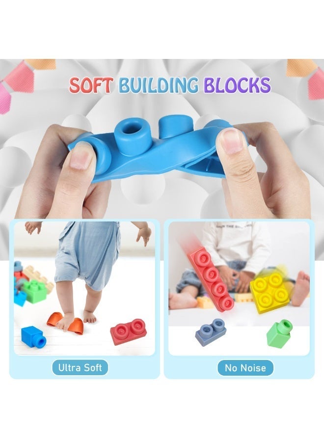 unikbebe 50 PCS Baby Stacking Blocks - Soft Silicone Building Blocks for Toddlers, BPA-Free Teething Toy, Boilable & Bite-Resistant Big Blocks, Safe Sensory Stacking Toy for Kids 6 Months to 5 Years, Quiet Construction Bath Toy, Birthday Gift for Boys & Girls - Image 2