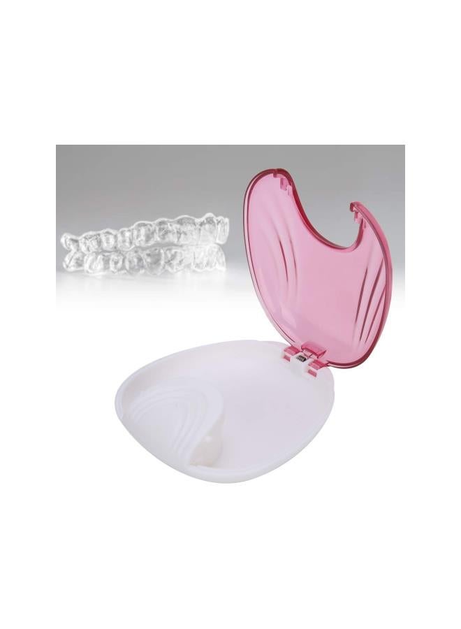 silvercnc Portable Retainer Case, Orthodontic Retainer Case, Portable and Waterproof Adult Denture Box Storage Container with Pressing Lock Design, Denture Storage Container False Teeth Box(Pink)  - Image 1
