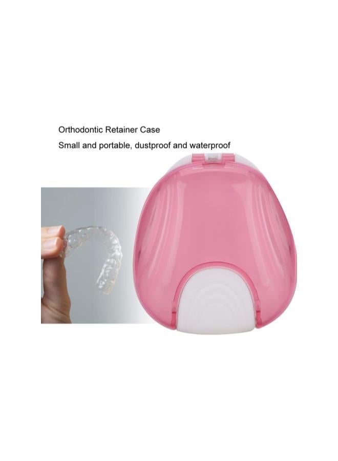 silvercnc Portable Retainer Case, Orthodontic Retainer Case, Portable and Waterproof Adult Denture Box Storage Container with Pressing Lock Design, Denture Storage Container False Teeth Box(Pink)  - Image 5