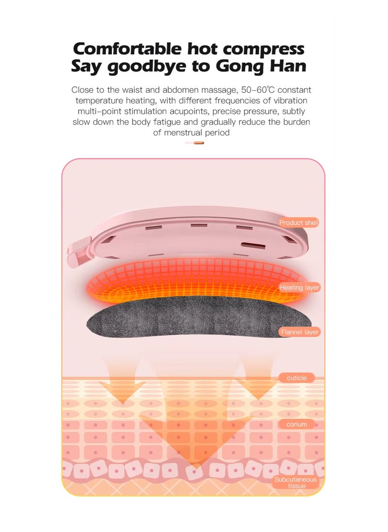 Generic Cordless Heating Pad for Cramps & Back Pain Relief – Rechargeable Wearable Heat Belt with 3 Heat Levels, 4 Vibration Modes & Adjustable Strap for Women’s Menstrual Comfort (Pink)  - Image 4
