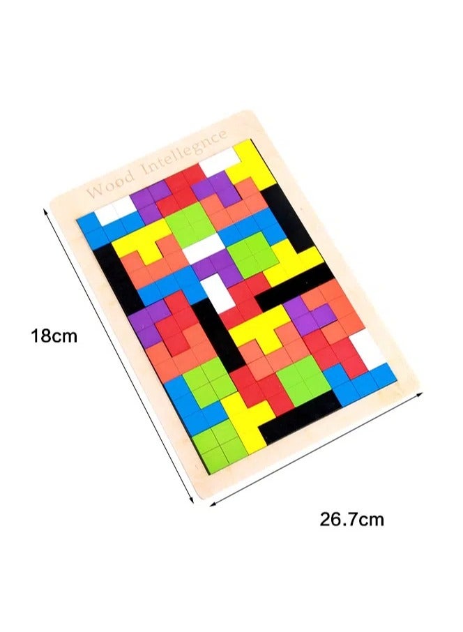 Wooden Puzzles for Kids Ages 4-8 8-10 Thick Colorful 3D Russian Blocks and Brain Teaser Tangram Jigsaw Intelligence Toys Educational Gift for Toddlers 3 4 5 6 7 Years Old Boys Girls - Image 2