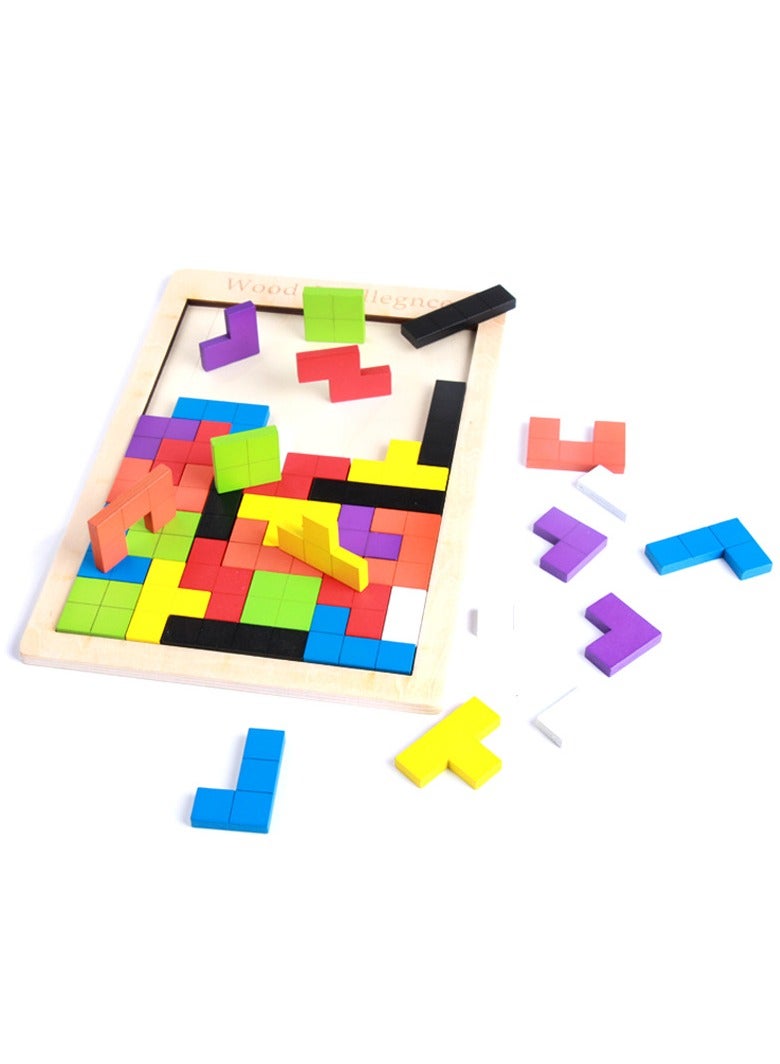 Wooden Puzzles for Kids Ages 4-8 8-10 Thick Colorful 3D Russian Blocks and Brain Teaser Tangram Jigsaw Intelligence Toys Educational Gift for Toddlers 3 4 5 6 7 Years Old Boys Girls - Image 1