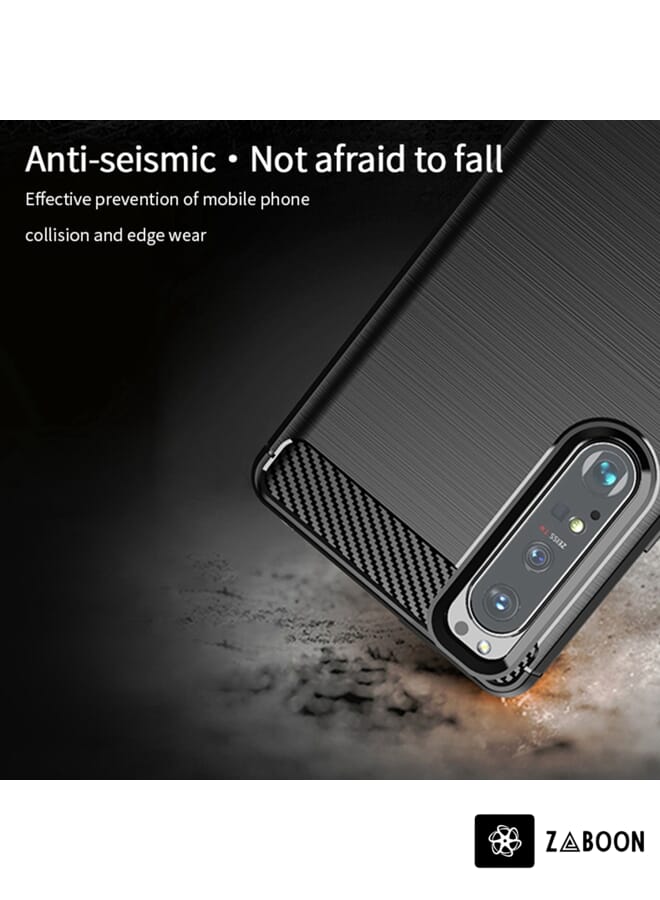 Zaboon Protective Case Cover For Sony Xperia 1 lll MOFI Gentleness Series Brushed Texture Carbon Fiber Soft TPU Case - Image 5