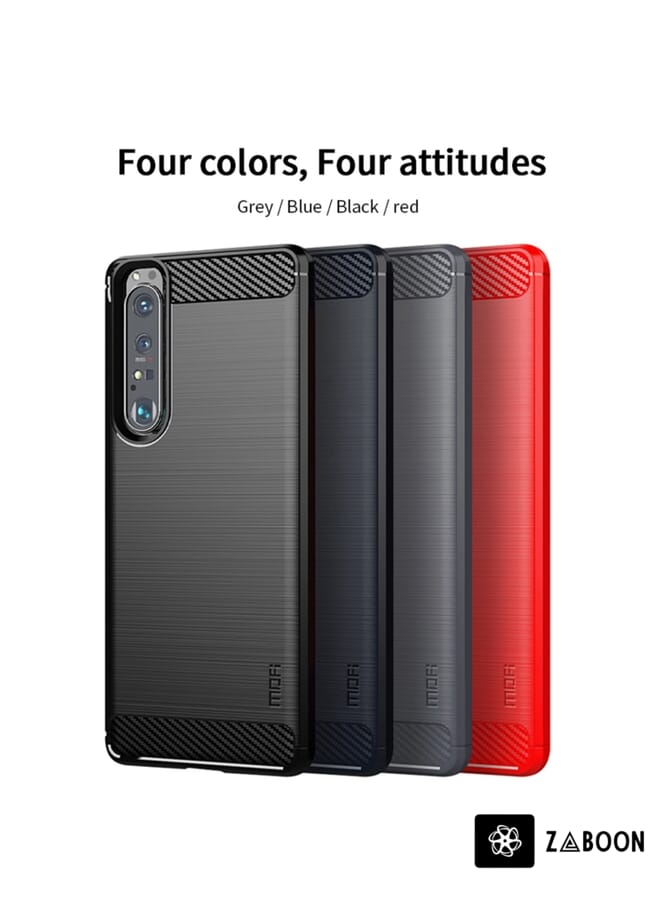 Zaboon Protective Case Cover For Sony Xperia 1 lll MOFI Gentleness Series Brushed Texture Carbon Fiber Soft TPU Case - Image 2