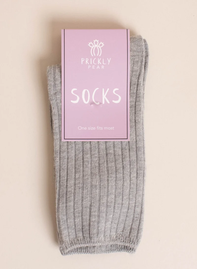Prickly Pear Grey Ribbed Crew Boot Sock, Womens, One Size Fits Most