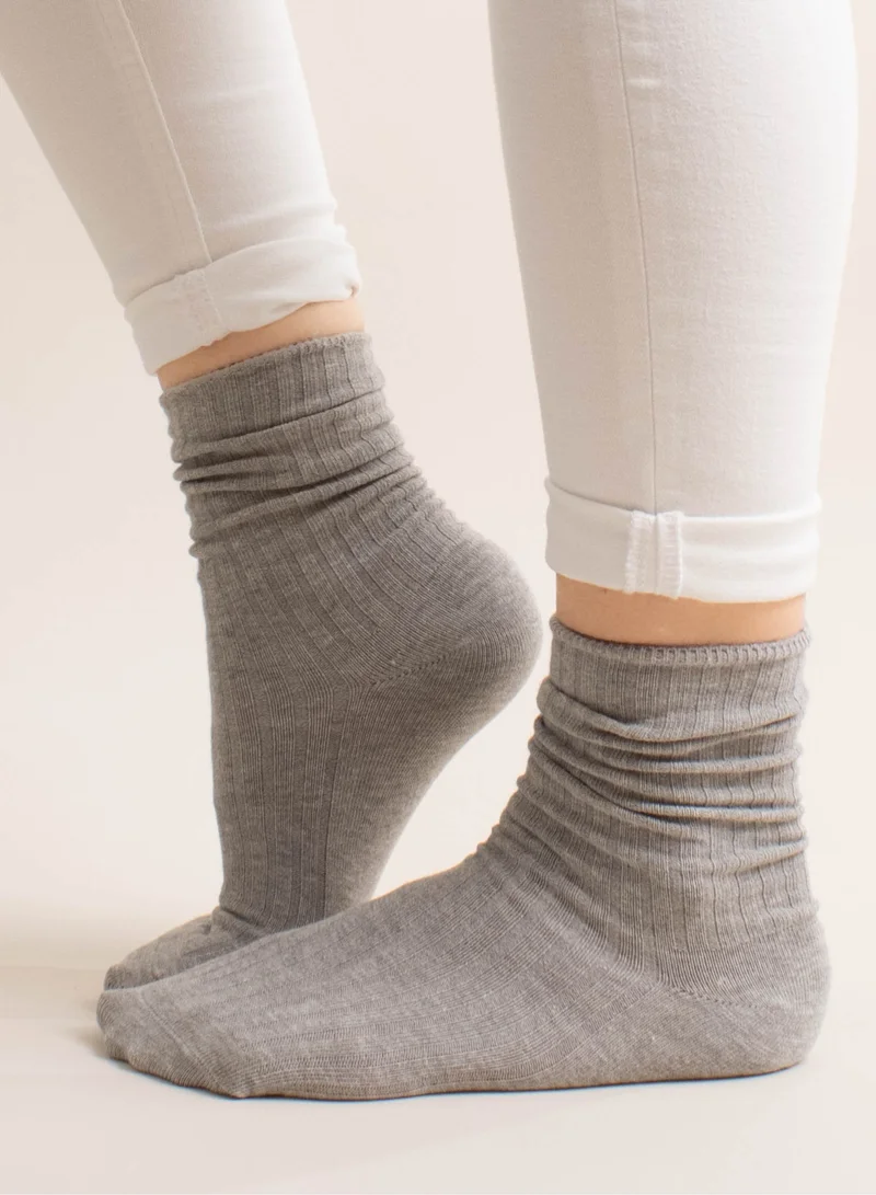 Prickly Pear Grey Ribbed Crew Boot Sock, Womens, One Size Fits Most