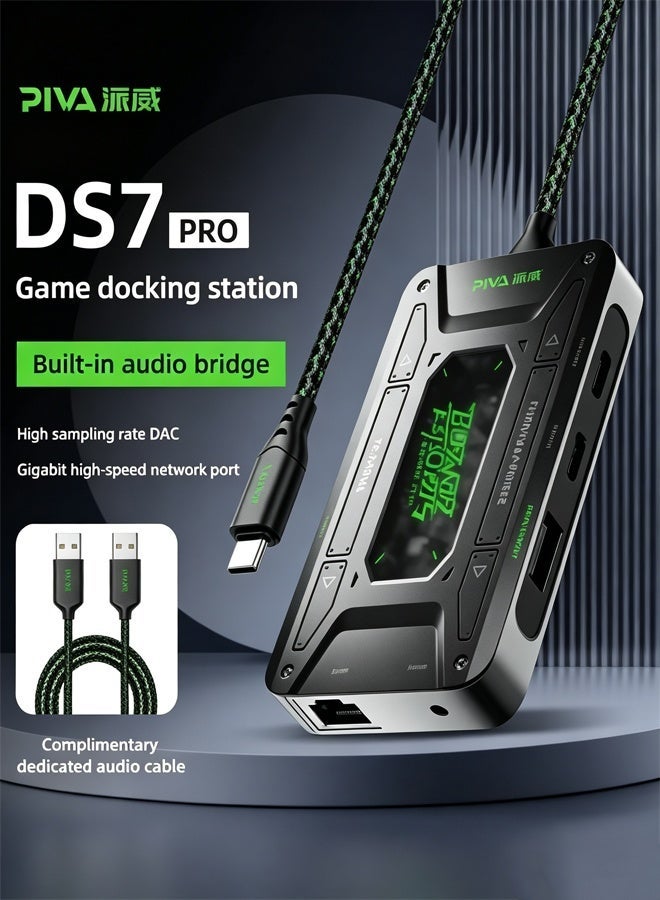 بيفا PIVA DS7 PRO Type C 32-bit صوت 7 منافذ يدعم الشحن حتى 100 واط مع كابل إضافي لإرسال الجهاز إلى الشاشة - Image 1