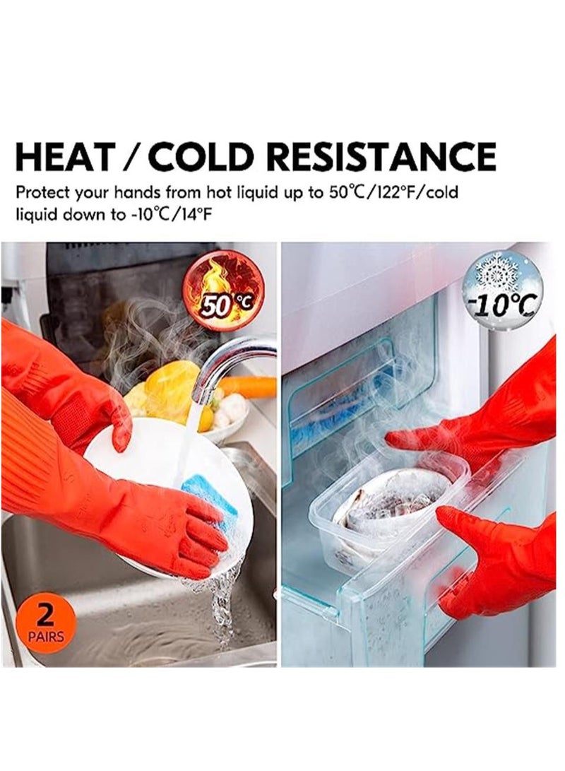 Vgo... 2-Pairs Dishwashing Gloves, Reusable Household Gloves, Kitchen Gloves, Long Sleeve, Thick Latex, Cleaning, Washing, Working, Painting, Gardening, Pet Care (Size M, Red) - Image 5