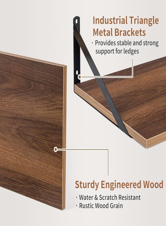 Craftware W12 Inch Deep Floating Shelves for Wall, 16W x 12D Wood Wall Shelves Set of 2, Walnut Wide Floating Bookshelf for Living Room, Kitchen, Office, Bedroom (Walnut) - Image 4