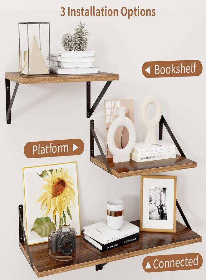 Craftware W12 Inch Deep Floating Shelves for Wall, 16W x 12D Wood Wall Shelves Set of 2, Walnut Wide Floating Bookshelf for Living Room, Kitchen, Office, Bedroom (Walnut) - Image 5