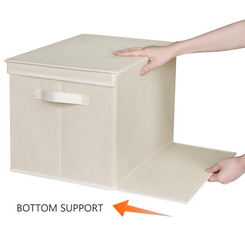 Zilink Upgraded Clothes Organizers with Lids and Support Boards Large Sweater Organizer for Closet Shelf with 5 Grids Divider Wardrobe Organizer for Sweaters, Jeans, Pants, Beige, 3 Pack - Image 4