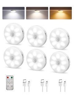 Dominy Led Under Cabinet Lights, Motion Sensor Rechargeable Light, 1000mAh Puck Lights with IR Remote, Under Counter Lights for Kitchen,cabinets,Closet,Stairs Indoor (6 Pack)  - Image 1