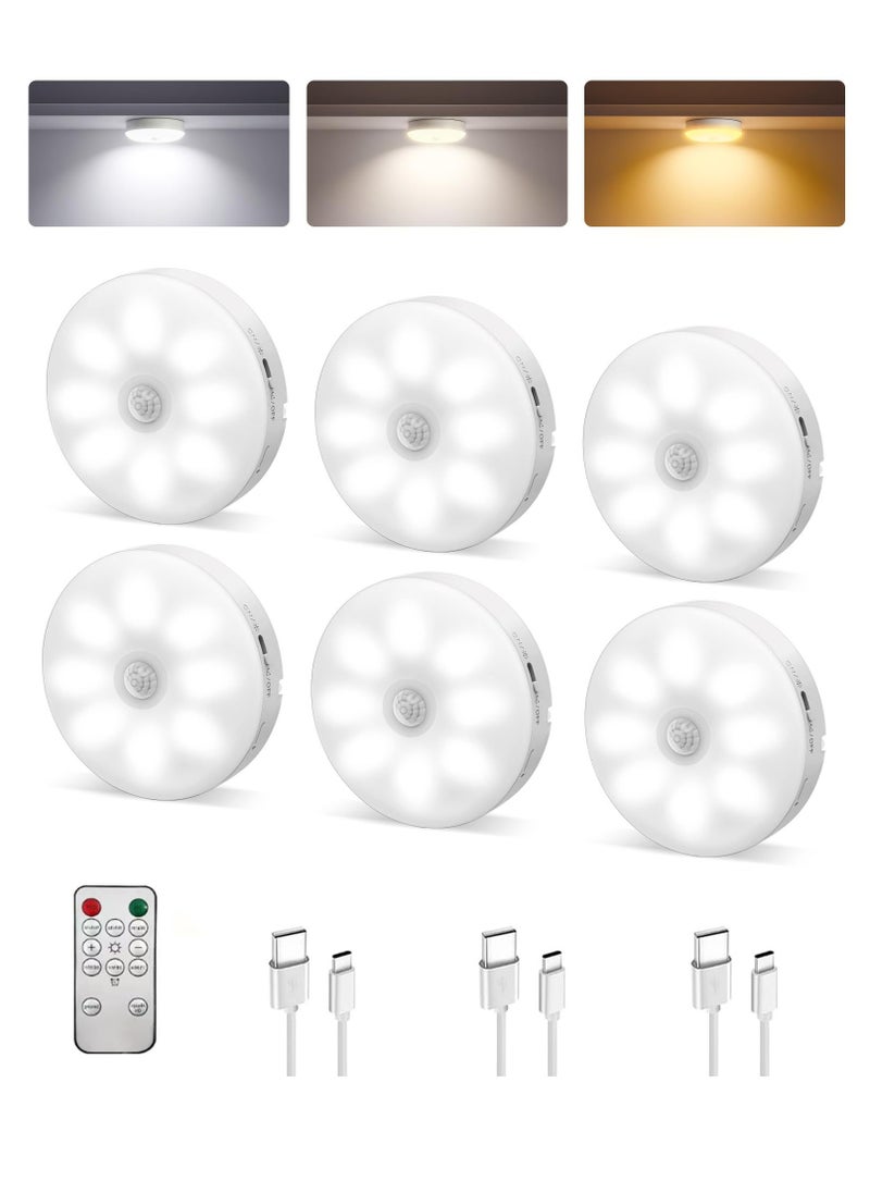 Dominy Led Under Cabinet Lights, Motion Sensor Rechargeable Light, 1000mAh Puck Lights with IR Remote, Under Counter Lights for Kitchen,cabinets,Closet,Stairs Indoor (6 Pack)  - Image 1