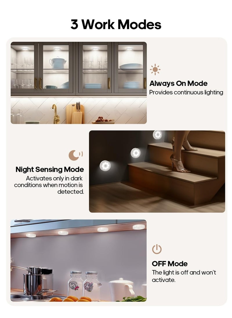 Dominy Led Under Cabinet Lights, Motion Sensor Rechargeable Light, 1000mAh Puck Lights with IR Remote, Under Counter Lights for Kitchen,cabinets,Closet,Stairs Indoor (6 Pack)  - Image 4
