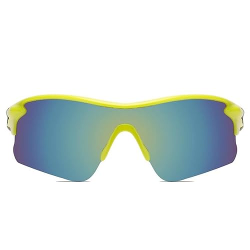 Dervin Non Polarized Oversized Sports Sunglasses for Men Women, Outdoor Cricket Cycling Hiking Fishing Sunglasses (Yellow-Blue) - Image 2