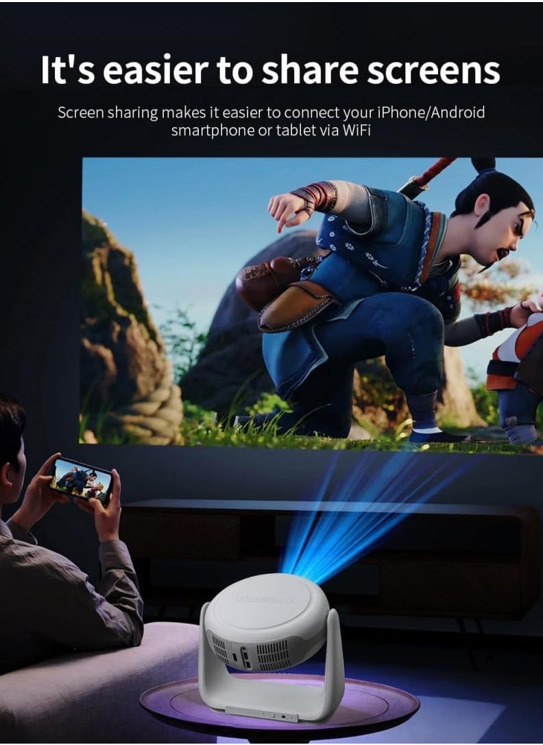 Smartbarry - Smartbarry Wireless Android Projector, 1080p Full HD, Auto-Focusing, 9750mAh Battery, Portable Projector with Desk Lamp - Image 1