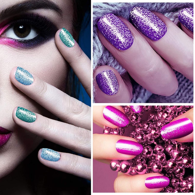 SILPECWEE 20 Sheets Nail Wraps for Women Glitter Solid Color Self Adhesive Nail Polish Strips Nail Sticker Polish Stick on Nails Nail Accessories with 1pc Nail File - Image 5