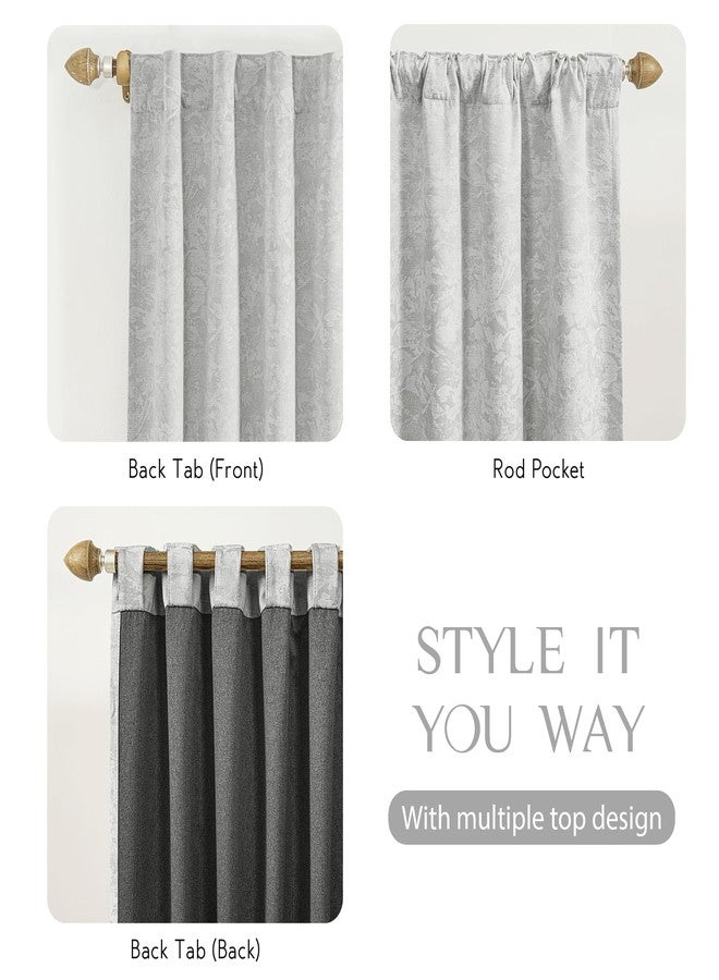 Beauoop Grey Floral Jacquard Blackout Curtains 84 Inches Long 2 Panels for Bedroom Living Room Chenille Flower Room Darkening Thermal Insulated Soundproof Rod Pocket Back Tab Window Drapes, 52x84 - Image 5