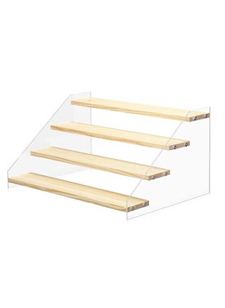4 Tier Acrylic Wooden Display Stand, Clear Acrylic Display Riser Shelf ,Wood Tiered Display Shelf Rack for Cupcakes Perfumes Figures Collectibles, 12 Inch - pzsku/Z9BA3B6947F54F201A5E4Z/45/_/1718038249/fafc4d8f-4d72-4cf1-92cf-b13912f01b51