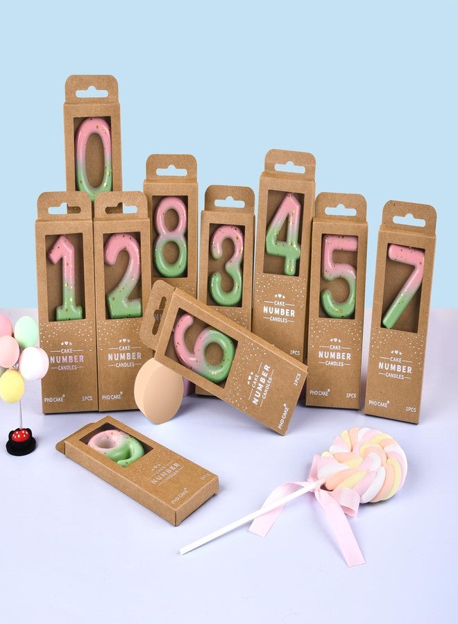 PHD CAKE 2.76 Inch Classical Pink Green Gold 9 Number Birthday Candles, Gold Number Candles, Cake Number Candles, Party Celebration - Image 5