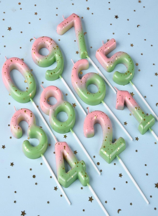 PHD CAKE 2.76 Inch Classical Pink Green Gold 9 Number Birthday Candles, Gold Number Candles, Cake Number Candles, Party Celebration - Image 4